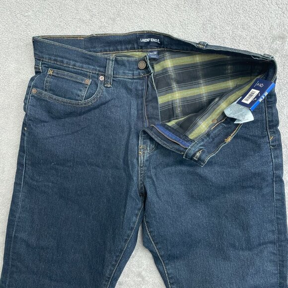 NEW Lands' End Men's Size 36X30 Flannel Lined Stretch Jeans Straight Leg - Picture 8 of 9
